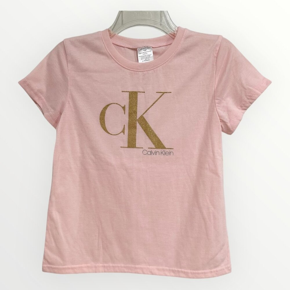 Kids Teen Junior Calvin Klein Pastel Pink Tee Shirt top Youth Size XL 14-16